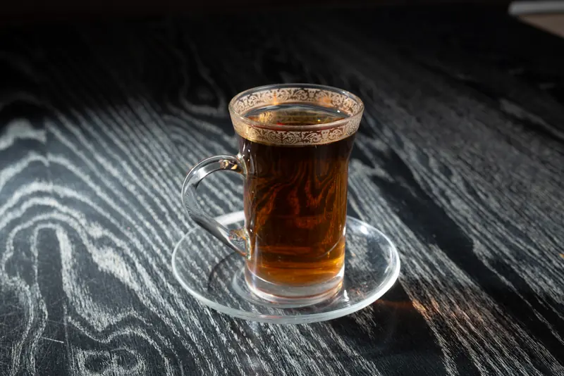 Glass cup of house hot tea
