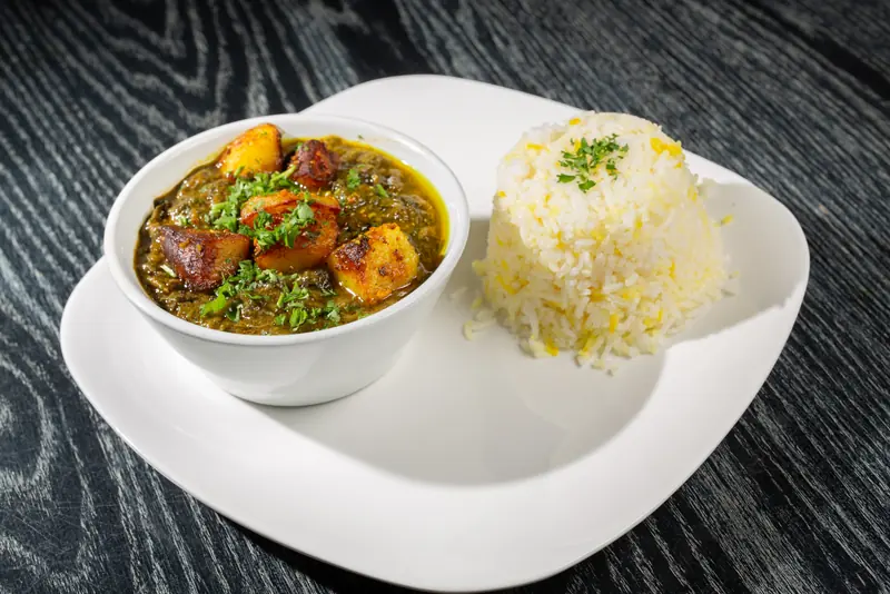 Saka with saffron basmati rice