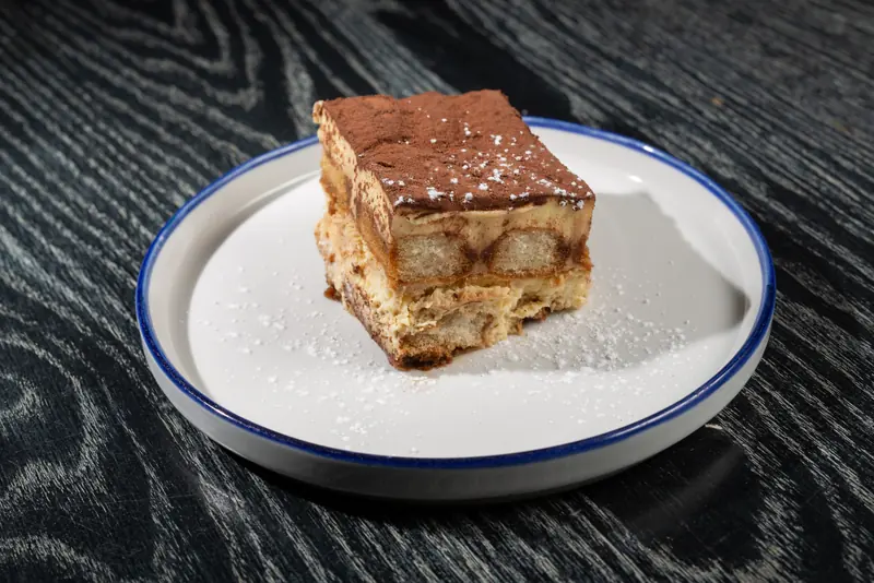 Tiramisu dusted with cocoa